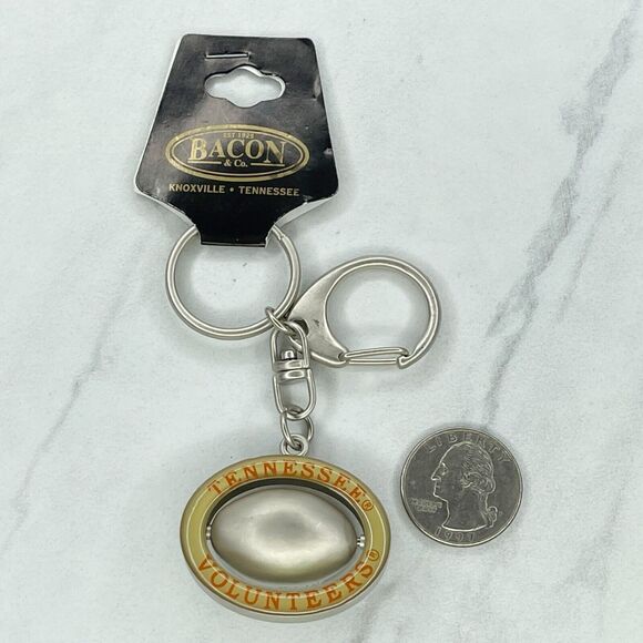 Bacon & Co Tennessee Volunteers Spinning Football Keychain Keyring - Picture 1 of 9